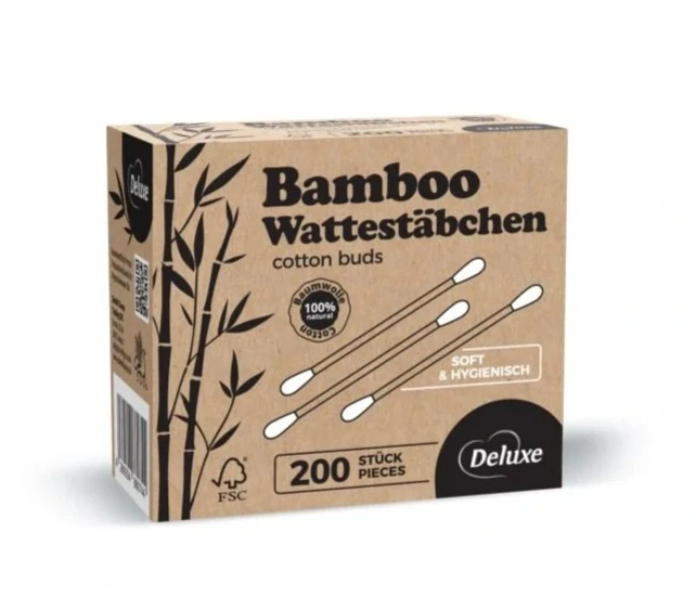 Eccobambo Bambusové měkké vatové tyčinky de Lux 200 ks