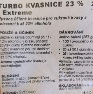 Turbo kvasnice Švédské EXtreme 23 % 128 g